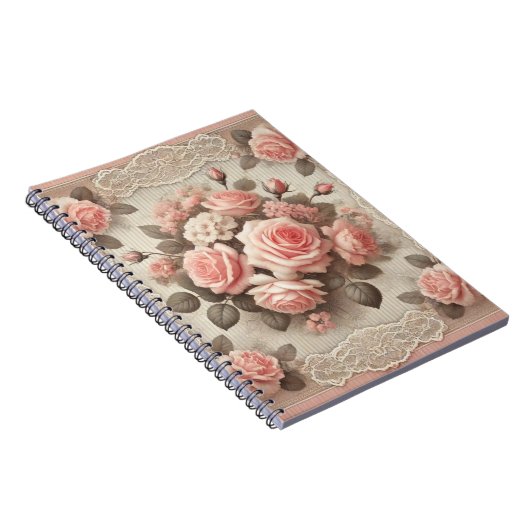 Elegante Vintage Rosenstraße mit Spitzen Notizblock (Rechte Seite)