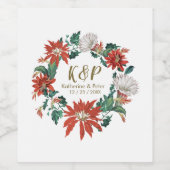 Elegante Vintage Rot-Grün-Blume Weinetikett (Einzelnes Label)