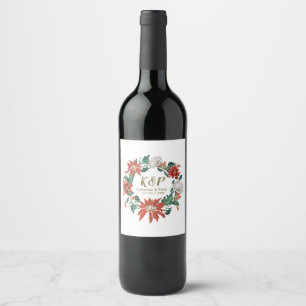 Elegante Vintage Rot-Grün-Blume Weinetikett