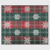 Elegante Vintage Rot- und Grüne Schneeflocken Geschenkpapier (Flach)