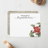 Elegante Vintage Rote Flora Flachbildschirm Mitteilungskarte (Vorderseite/Rückseite Beispiel)