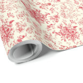 Elegante Vintage Rote Flora Geschenkpapier (Rolleneckpunkt)