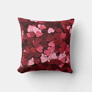 Elegante Vintage rote glitzernde Herzen Kissen