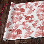 Elegante Vintage Rote Hirsche Fox Country Toile Geschenkpapier<br><div class="desc">Klassisches französisches Stoffmuster der Jouy Leinen, mit Landmotiven von Waldtieren, Reh, Fuchs, Bäumen, perfekt für den Urlaub Weihnachtsgeschenk-Verpackung.</div>