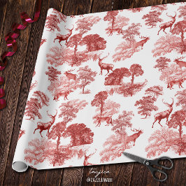 Elegante Vintage Rote Hirsche Fox Country Toile Geschenkpapier