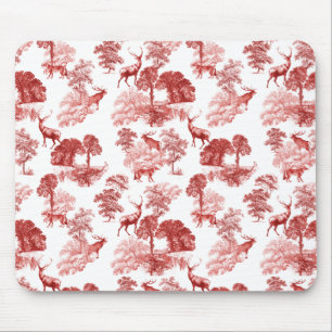 Elegante Vintage Rote Hirsche Fox Country Toile Mousepad