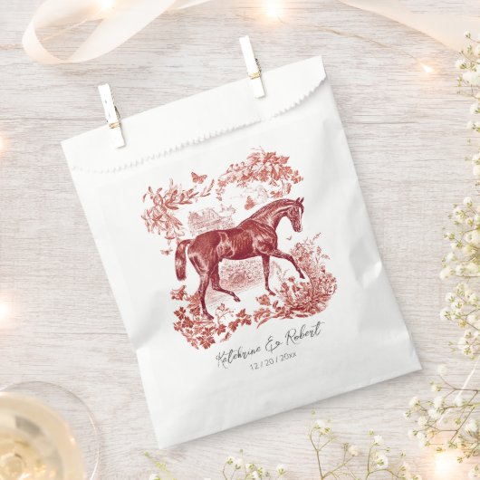 Elegante Vintage Rote Hochzeit Geschenktütchen (Ausgeschnitten)