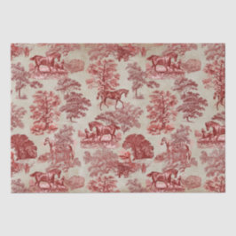 Elegante Vintage Rote Horse Woodland Toile Kraft Seidenpapier