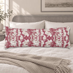 Elegante vintage rote Lack-Toile de Jouy Seitenschläferkissen