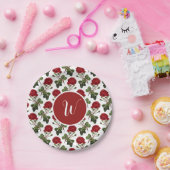 Elegante Vintage Rote Rosen Blumenromantisches Des Pappteller (Party)