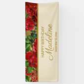 Elegante Vintage Rote Rosen Frauen zum Geburtstag Banner (Vertikal)