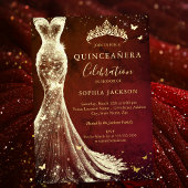 Elegante Vintage Rote Schmetterling Quinceanera Folieneinladung