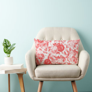 Elegante Vintage Rote Toile Rose Lendenkissen