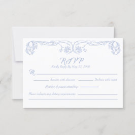 Elegante Vintage RSVP-Karte - Filigree "Grüne Rose Einladung