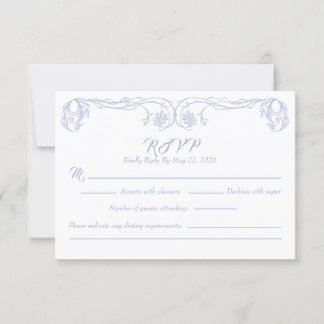 Elegante Vintage RSVP-Karte - Filigree "Grüne Rose Einladung