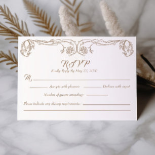 Elegante Vintage RSVP-Karte - Filigree "Grüne Rose Einladung