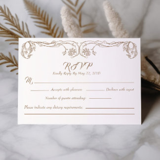 Elegante Vintage RSVP-Karte - Filigree "Grüne Rose Einladung