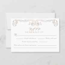 Elegante Vintage RSVP-Karte - Filigree "Grüne Rose