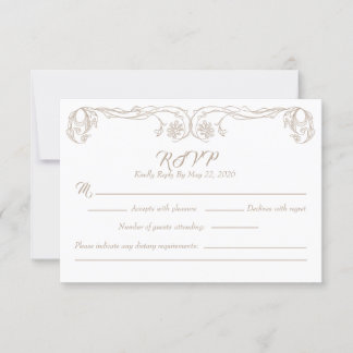 Elegante Vintage RSVP-Karte - Filigree "Grüne Rose Einladung