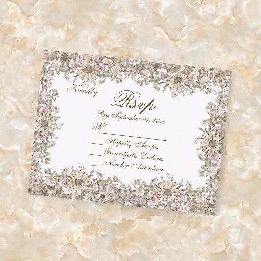 Elegante Vintage RSVP-Karte für botanische Rahmen Einladung