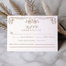 Elegante Vintage-RSVP-Karte – Grüne Rosen-Filigran