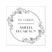 Elegante Vintage runde Rahmen Ex Libris Name Permastempel (Design)