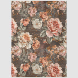 Elegante Vintage-Rustikal-Ländliche Florals Dekupa Seidenpapier