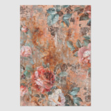 Elegante Vintage-Rustikale Blumencrackle-Decoupage