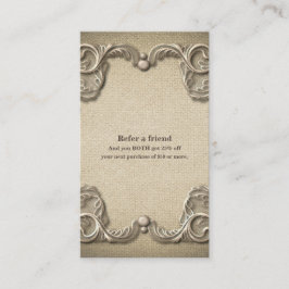 Elegante Vintage Rustikale Burlap Refer a Friend Empfehlungskarte