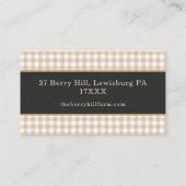Elegante Vintage Rustikale Gingham Farm Visitenkarte (Rückseite)