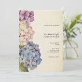 Elegante Vintage Rustikale Pastel Hydrangea Blume Einladung (Stehend Vorderseite)