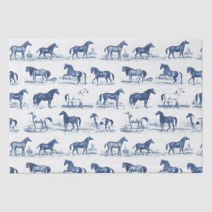 Elegante Vintage Rustikale Pferdezucht Blaue Lands Seidenpapier
