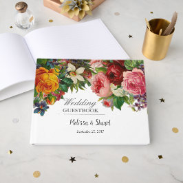 Elegante Vintage rustikale Rose Blume Hochzeit Gästebuch