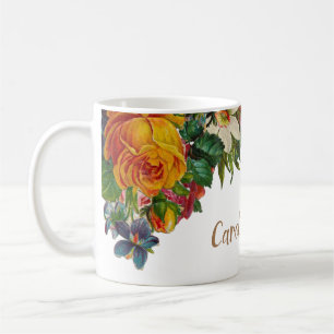 Elegante Vintage rustikale Rosen-Blumen Kaffeetasse