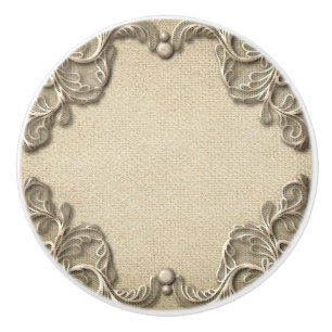 Elegante Vintage-Rustikalität aus Jute mit Spitze, Keramikknauf