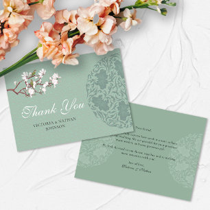 Elegante Vintage-Salbei-Grün-Chinoiserie-Dankeschö Dankeskarte
