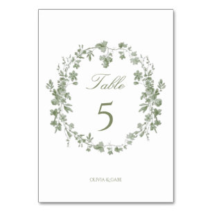Elegante Vintage-Salbei-Grün-Französische-Floral-H Tischnummer