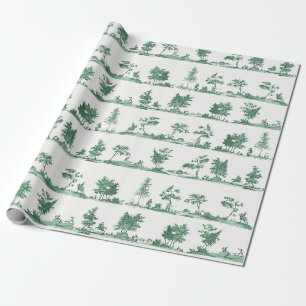 Elegante Vintage Salbei-Grün Pferdejagd-Toile Geschenkpapier