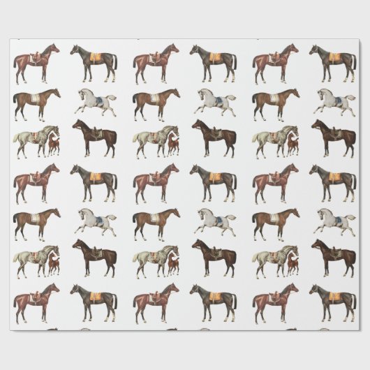 Elegante Vintage Sattelpferde Brown Geschenkpapier (Flach)