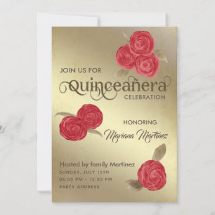Elegante Vintage, schicke Aquarellfarben rote Rose Einladung