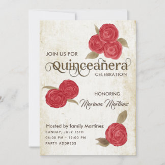 Elegante Vintage, schicke Aquarellfarben rote Rose Einladung