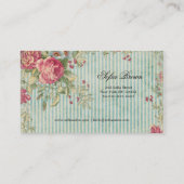 Elegante, Vintage, schicke rosa, blumengeschmückte Visitenkarte (Rückseite)