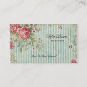 Elegante, Vintage, schicke rosa, blumengeschmückte Visitenkarte (Vorderseite)