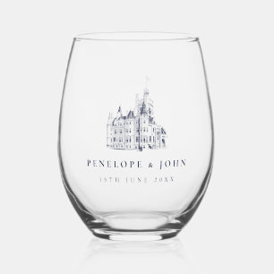 Elegante Vintage-Schloss-Destination-Hochzeit Weinglas Ohne Stiel