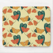 Elegante Vintage Schmetterlinge und Blätter Muster Mousepad (Vorne)
