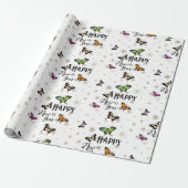 Elegante Vintage Schmetterlinge und Sterne glückli Geschenkpapier (Ungerollt)