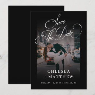 Elegante Vintage-Schrift und schwarze Hochzeit Save The Date