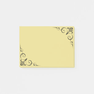 Elegante Vintage-Schriftrolle Schwarzer Rahmen in Post-it Klebezettel