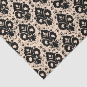 Elegante Vintage Schwarz-Beige Damask Seidenpapier