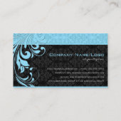 Elegante Vintage schwarz-blaue Damasken Visitenkarte (Rückseite)